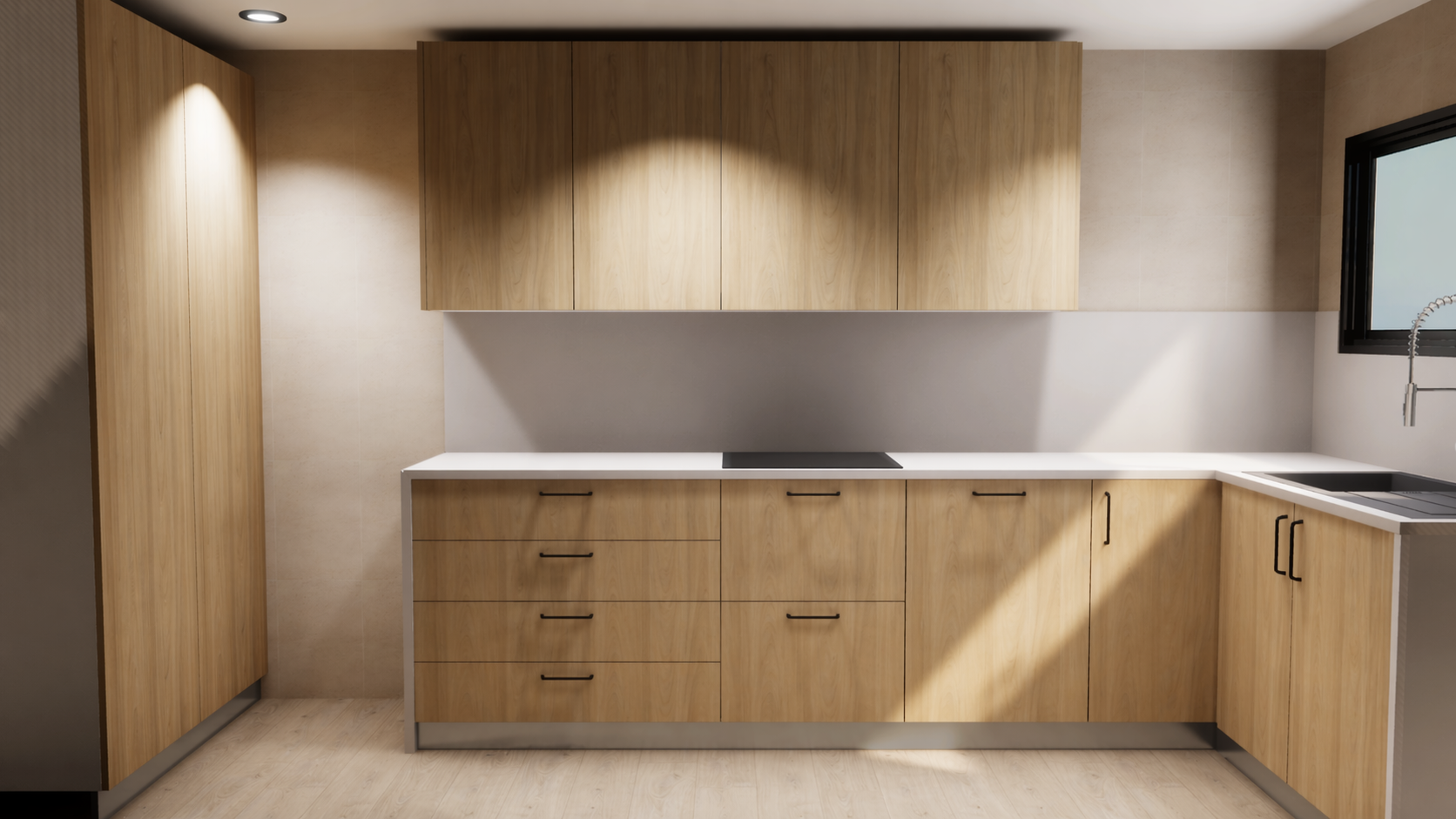 Frentes de cajón de cocina efecto roble a medida. Renueva cajones de cocina sin obra con acabados madera cálidos, modernos y resistentes para cocinas acogedoras.