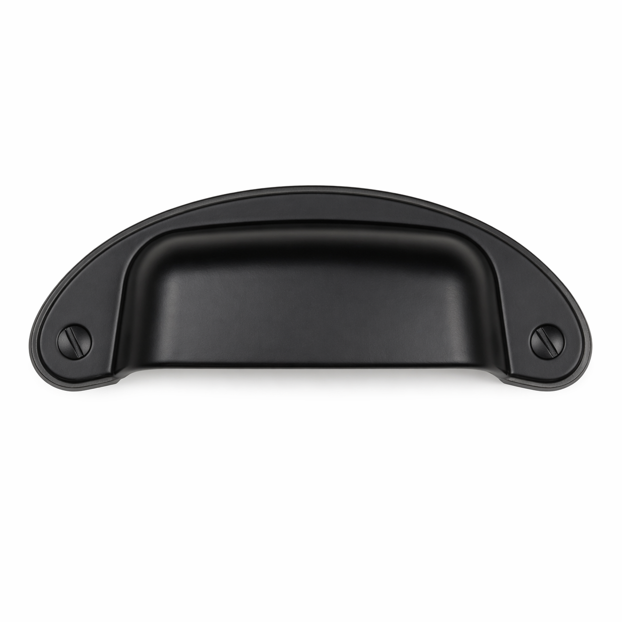 Tirador tipo concha para muebles de cocina y cajones. Diseño clásico de 97 mm en negro mate, plata antigua o cobre antiguo con agarre cómodo y estilo rústico.
