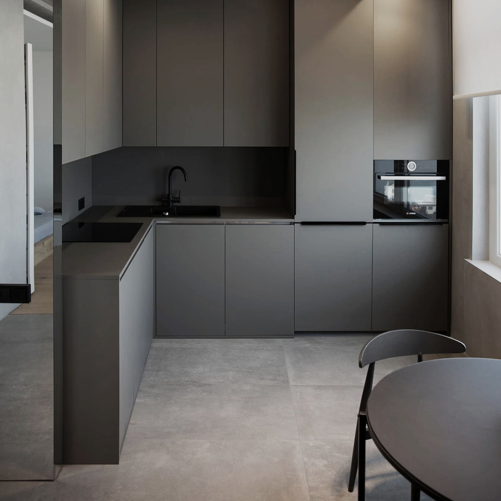Puertas de cocina FENIX® antihuellas a medida para renovar armarios sin obra. Acabado supermate, tacto suave y alta resistencia a arañazos con bisagras incluidas.