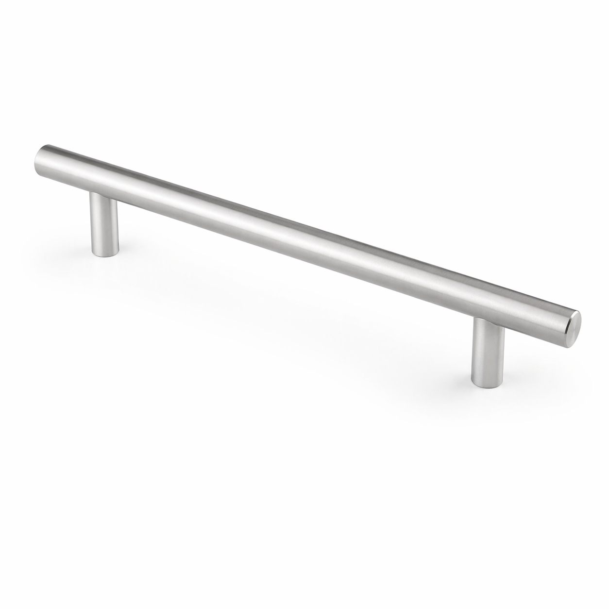 Tirador tubular metálico para muebles de cocina y cajones. Diseño funcional de 188 mm en acabado cromo con agarre cómodo e instalación estándar.