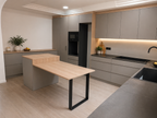 Frentes de cajón de cocina con tirador integrado JPull en colores lisos modernos. Renueva cajones de cocina sin obra con diseño minimalista y apertura integrada.